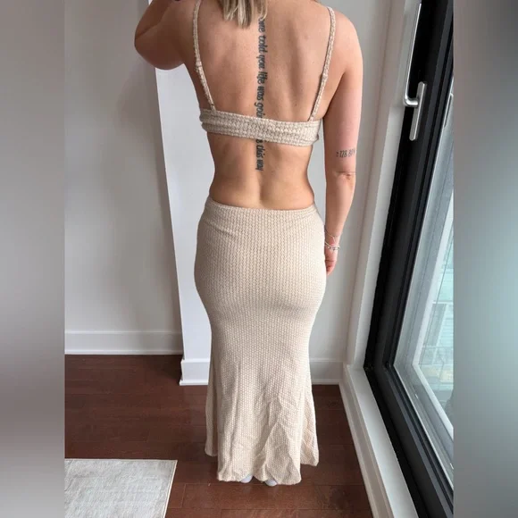 Princess Polly Beige Knit Cutout Maxi Dress - Picture 2 of 2